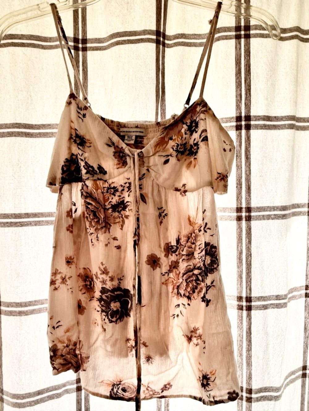 American Eagle Outfitters Cream Floral Spaghetti Strap Camisole